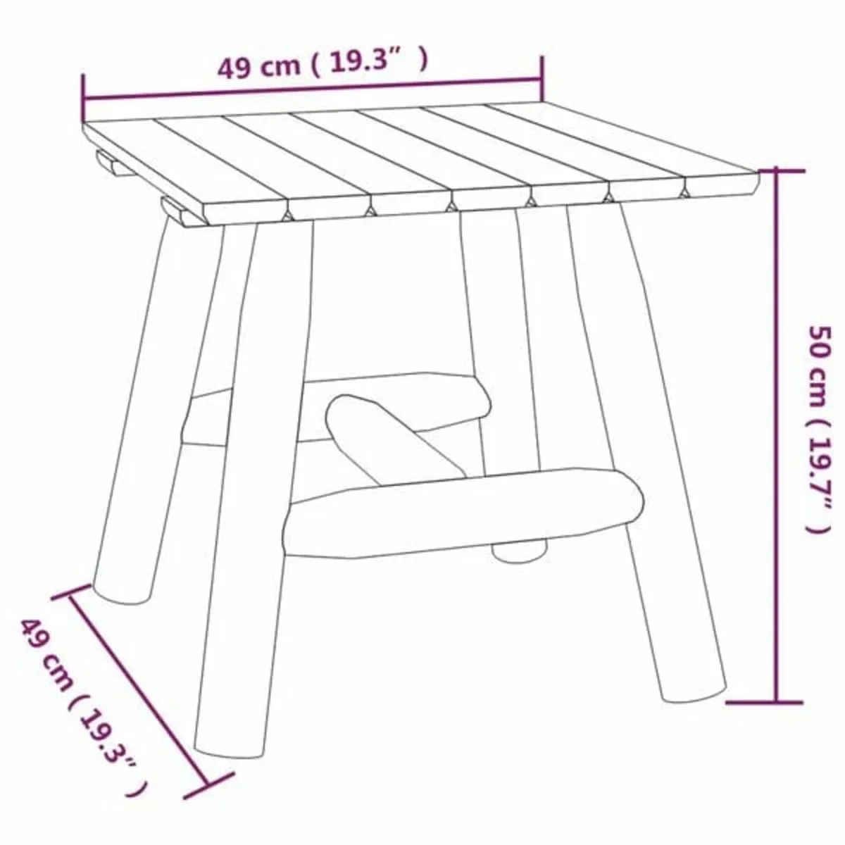 Side Table 49x49x50 cm Solid Wood Spruce - Image 4
