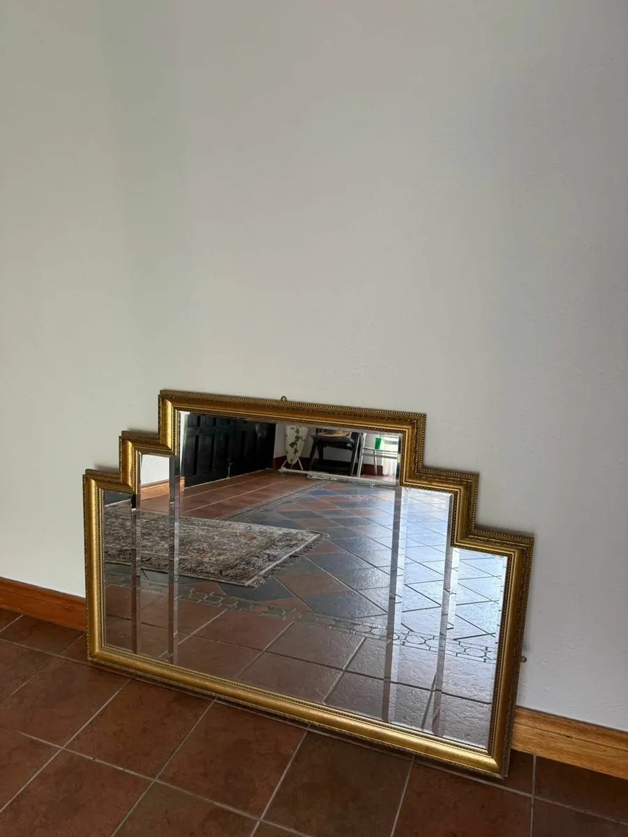 Art Deco Style Gold Step Frame Mirror