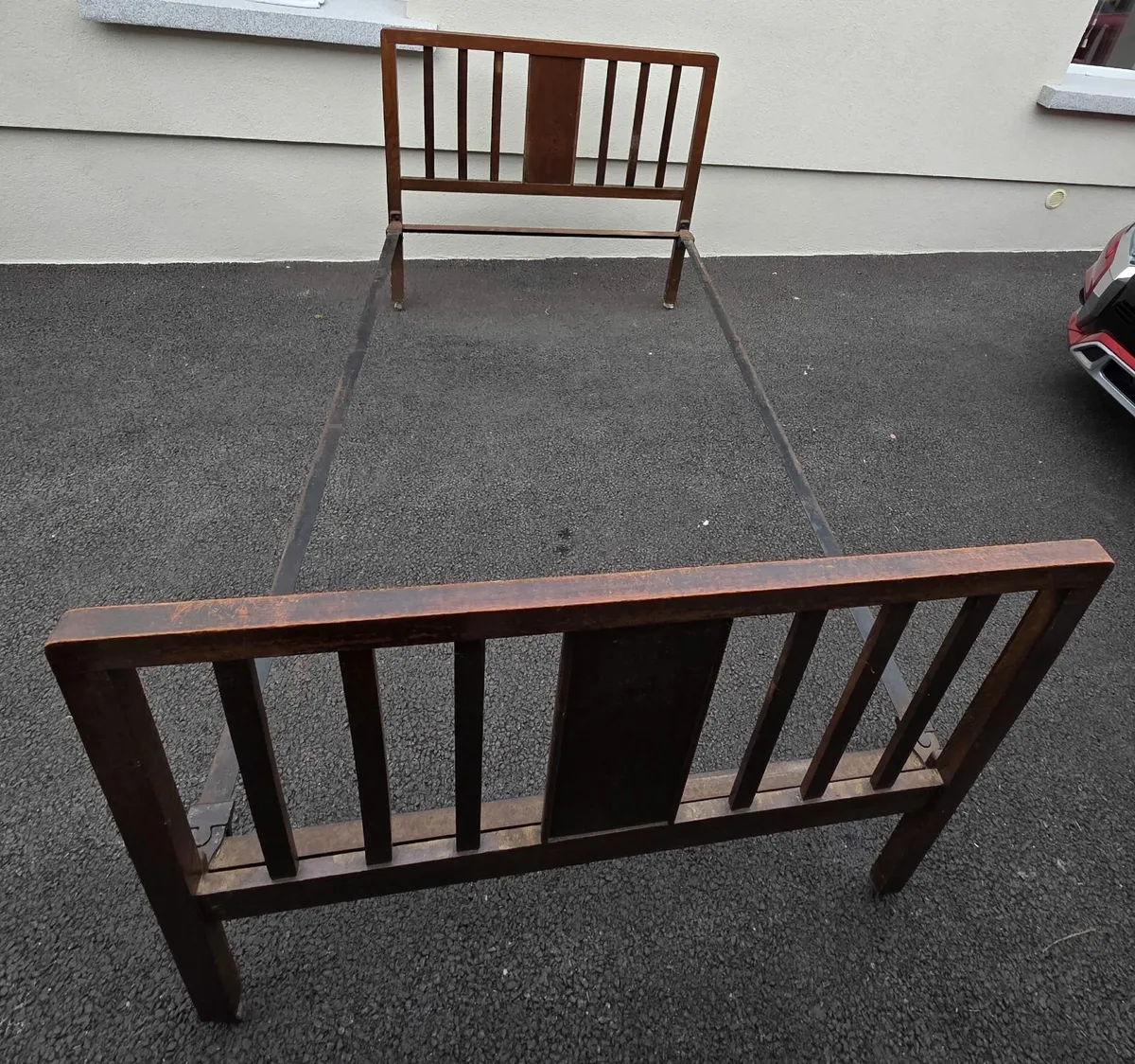 Art Deco Solid Oak Bed Frame – 4ft (Small Double) - Image 1