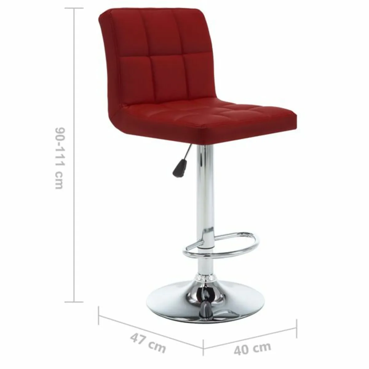 Bar Stools 2 pcs Wine Red Faux Leather - Image 3