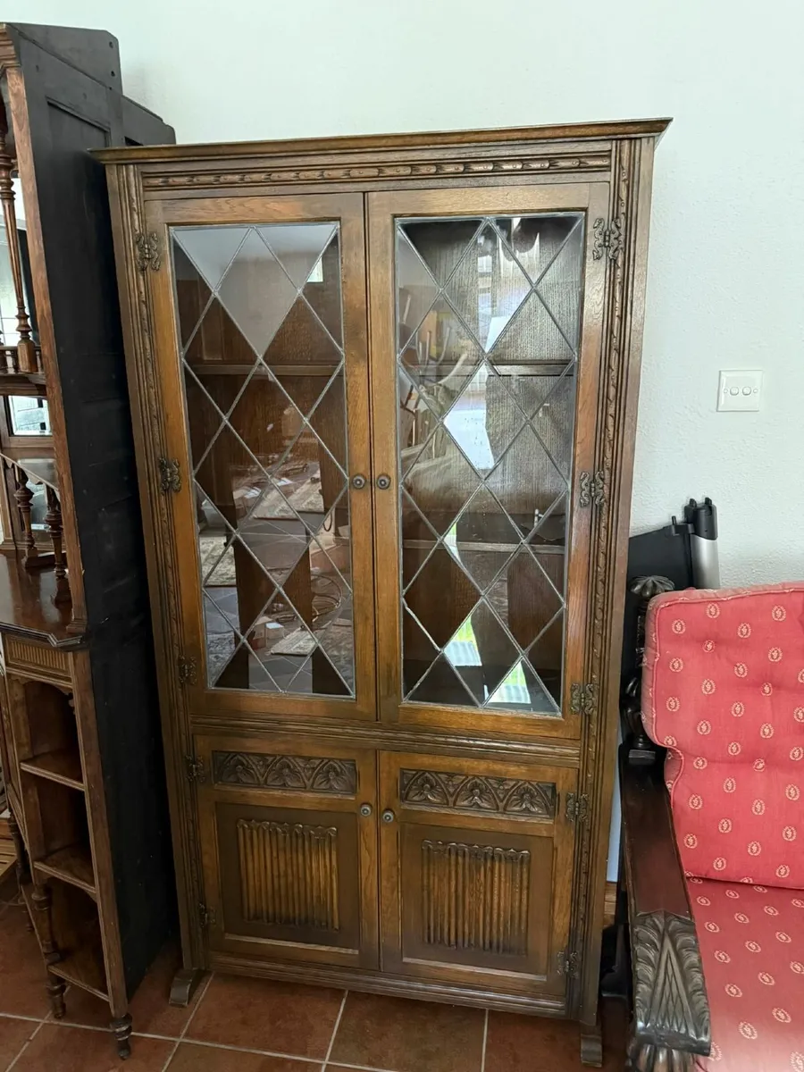 Display Cabinet with Leaded Glass Doors