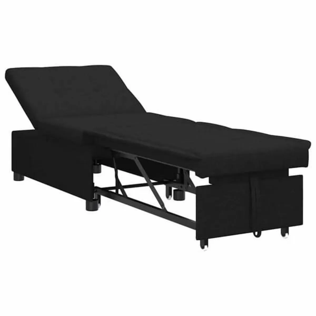 Sofa Bed Black 194 x 67 x 37 cm Fabric - Image 2