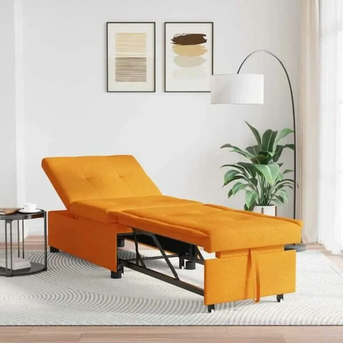 Sofa Bed Dark yellow 194 x 67 x 37 cm Fabric - Image 1