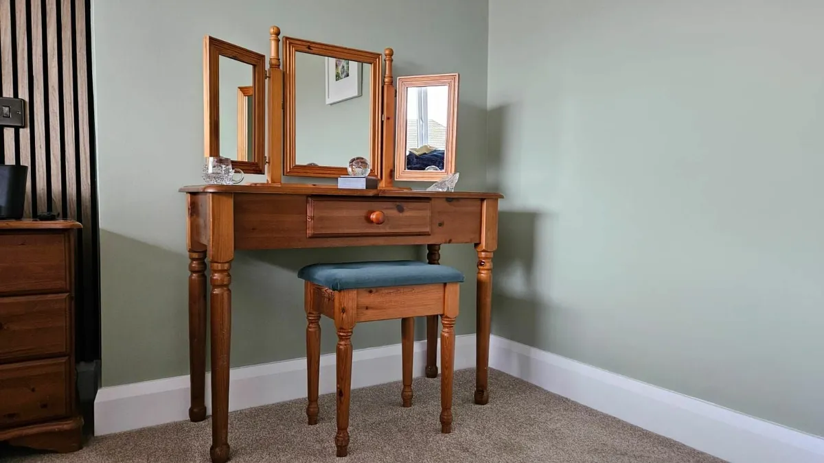Dressing Table, Mirror and Stool : Solid Pine - Image 1