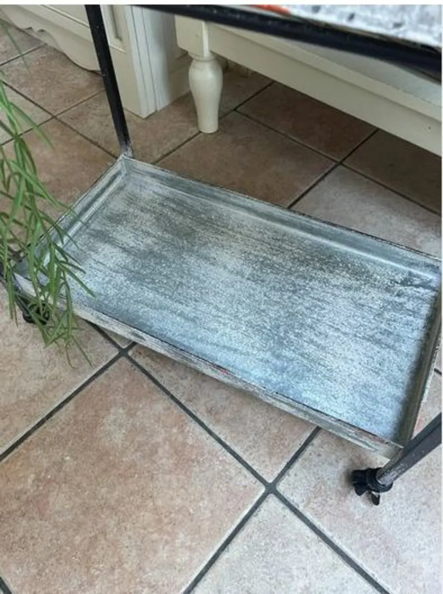 Galvanized rustic 2 tier trolley - Image 4