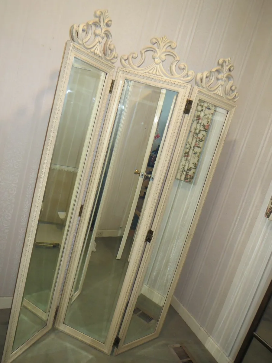 Tri fold antique shabby chic mirror full length - Image 2