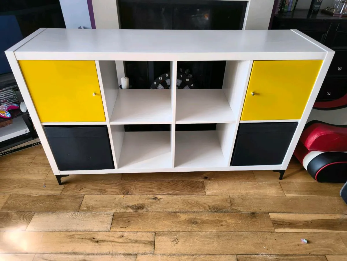 IKEA Kallax unit w/doors & storage boxes - Image 2