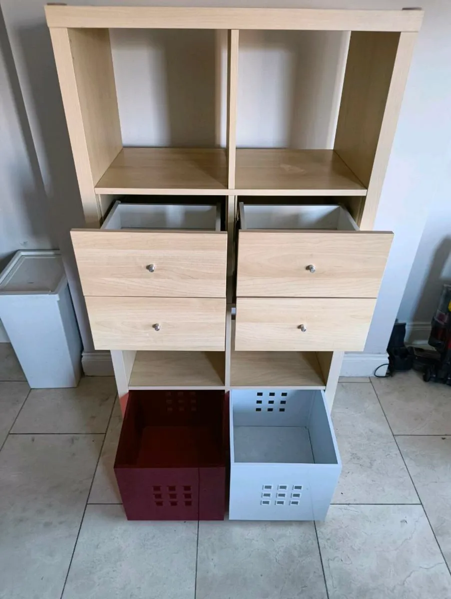 IKEA Kallax 8 cube unit w/drawers & boxes - Image 2