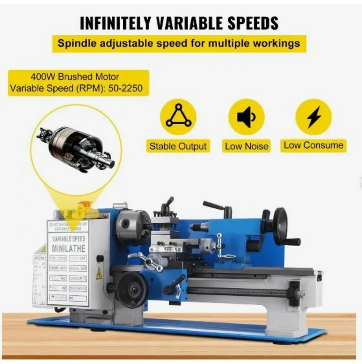 Mini Metal Lathe 7x12 Inch Precision Variable Spe - Image 2