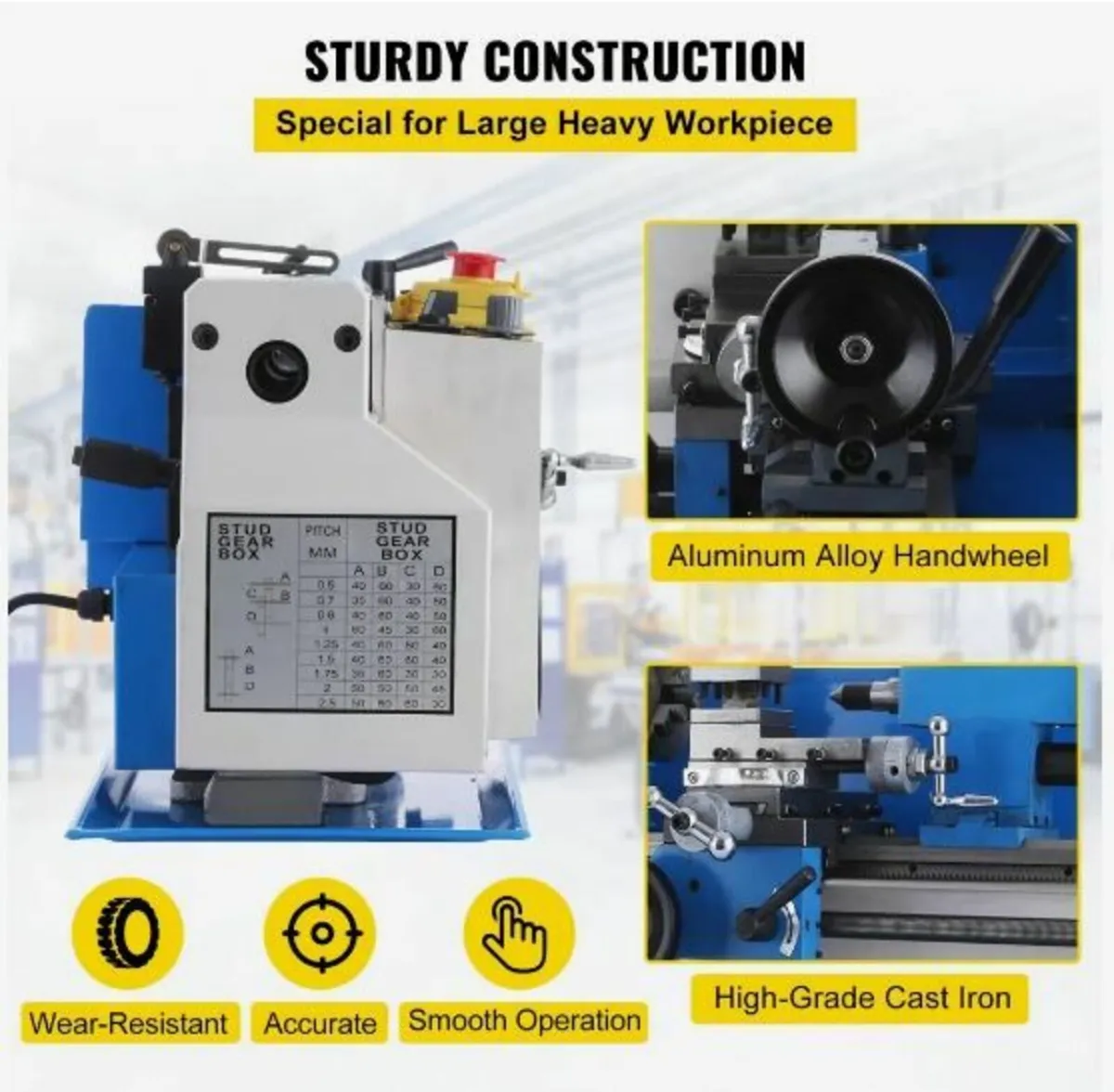 Mini Metal Lathe 7x12 Inch Precision Variable Spe - Image 3
