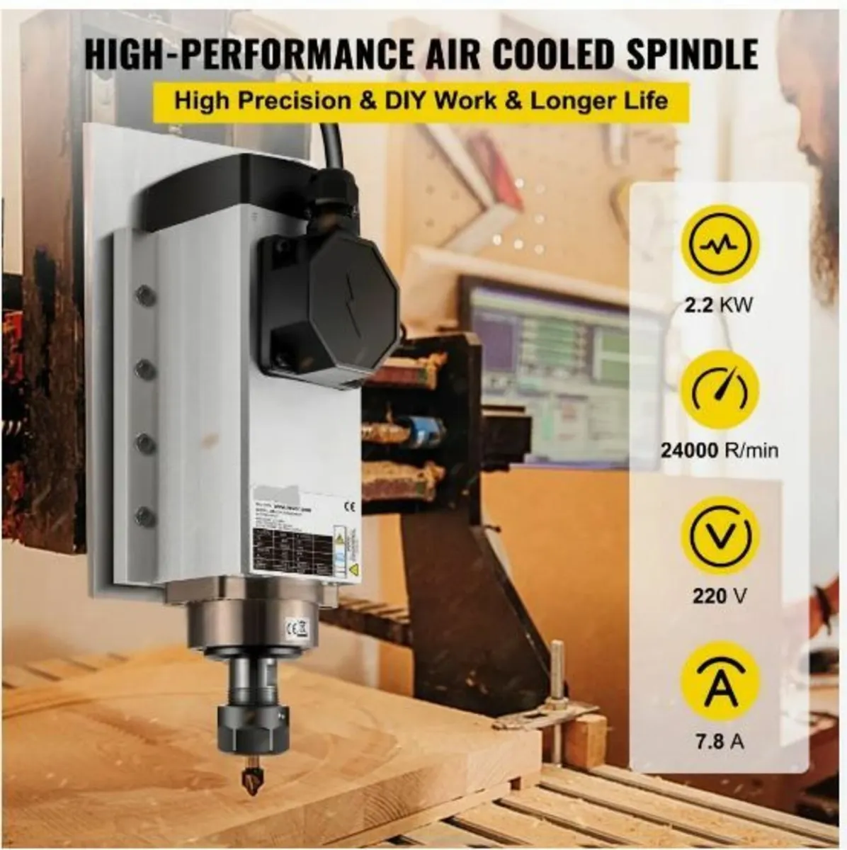 Air Cooled Spindle Motor 2.2KW CNC - Image 2
