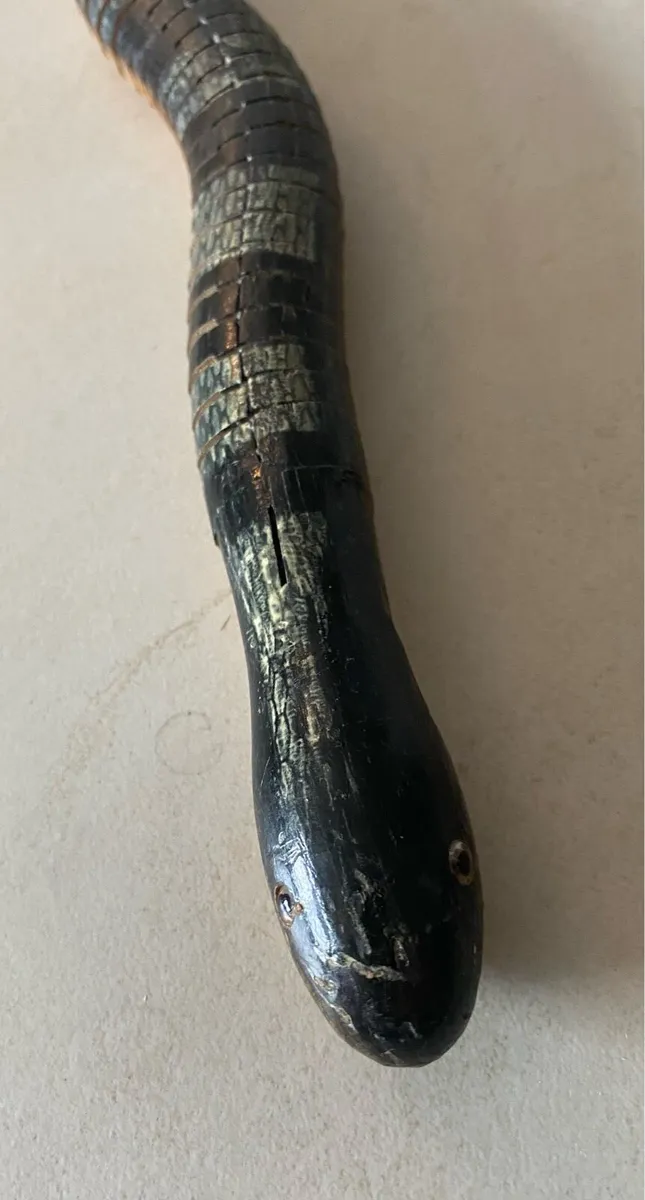 Hand Carved Movable Snake Sculpture - Image 3
