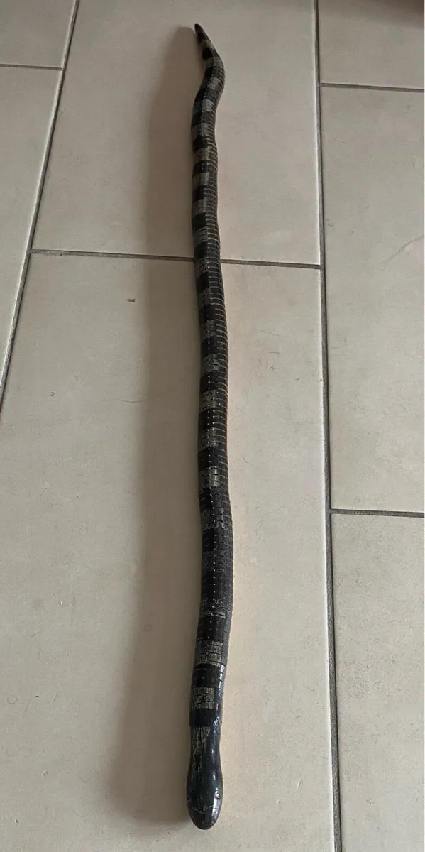 Hand Carved Movable Snake Sculpture - Image 4