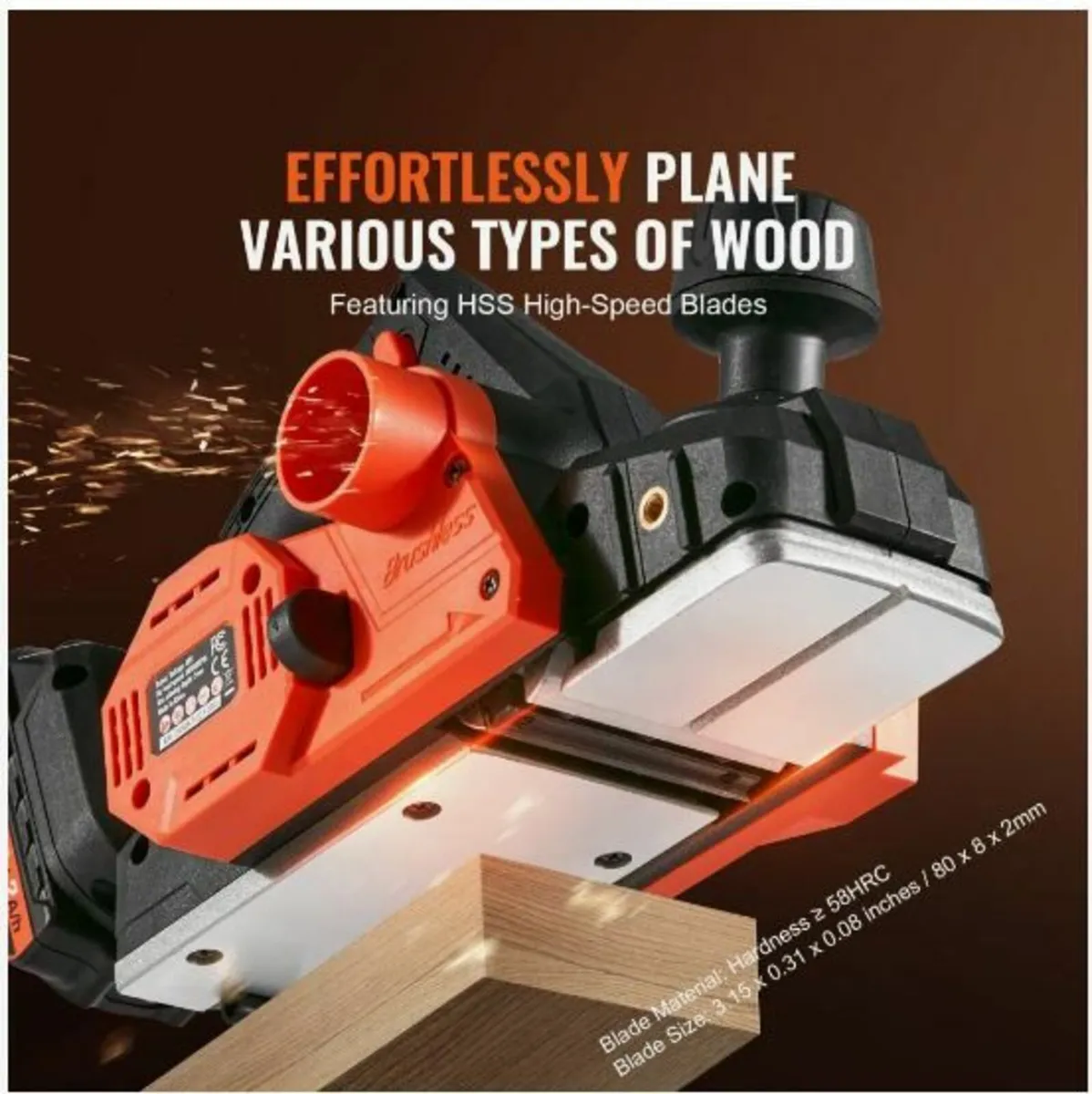 Cordless Electric Hand Planer, 3-1/4" Width - Image 4