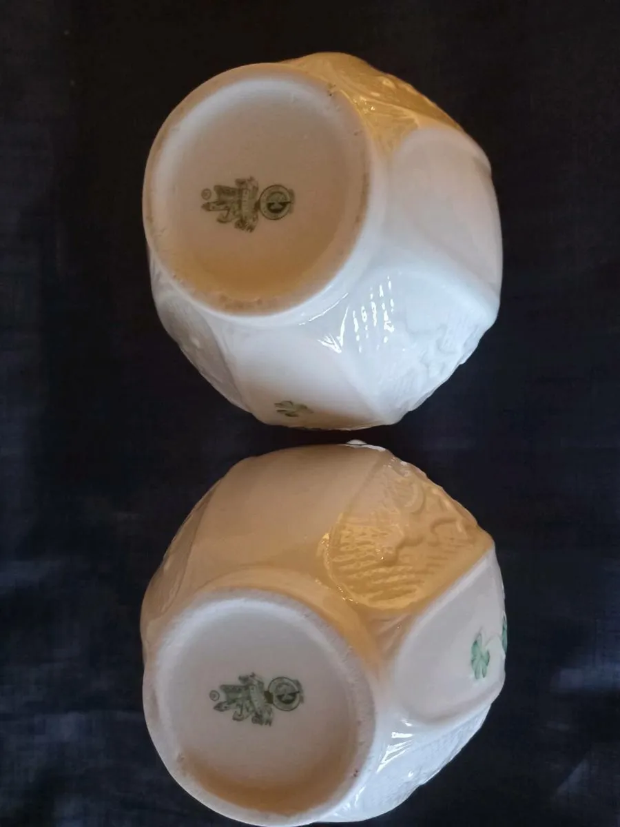 2 Belleek China Double Handle Vases - Image 2