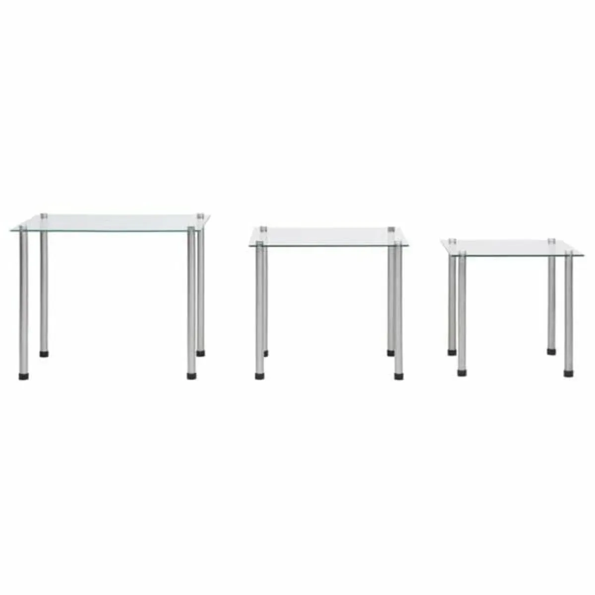 Nesting Tables 3 pcs Transparent Tempered Glass - Image 2
