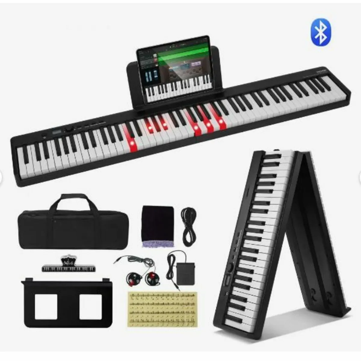 88 Key Folding Keyboard Piano, Bluetooth - Image 1