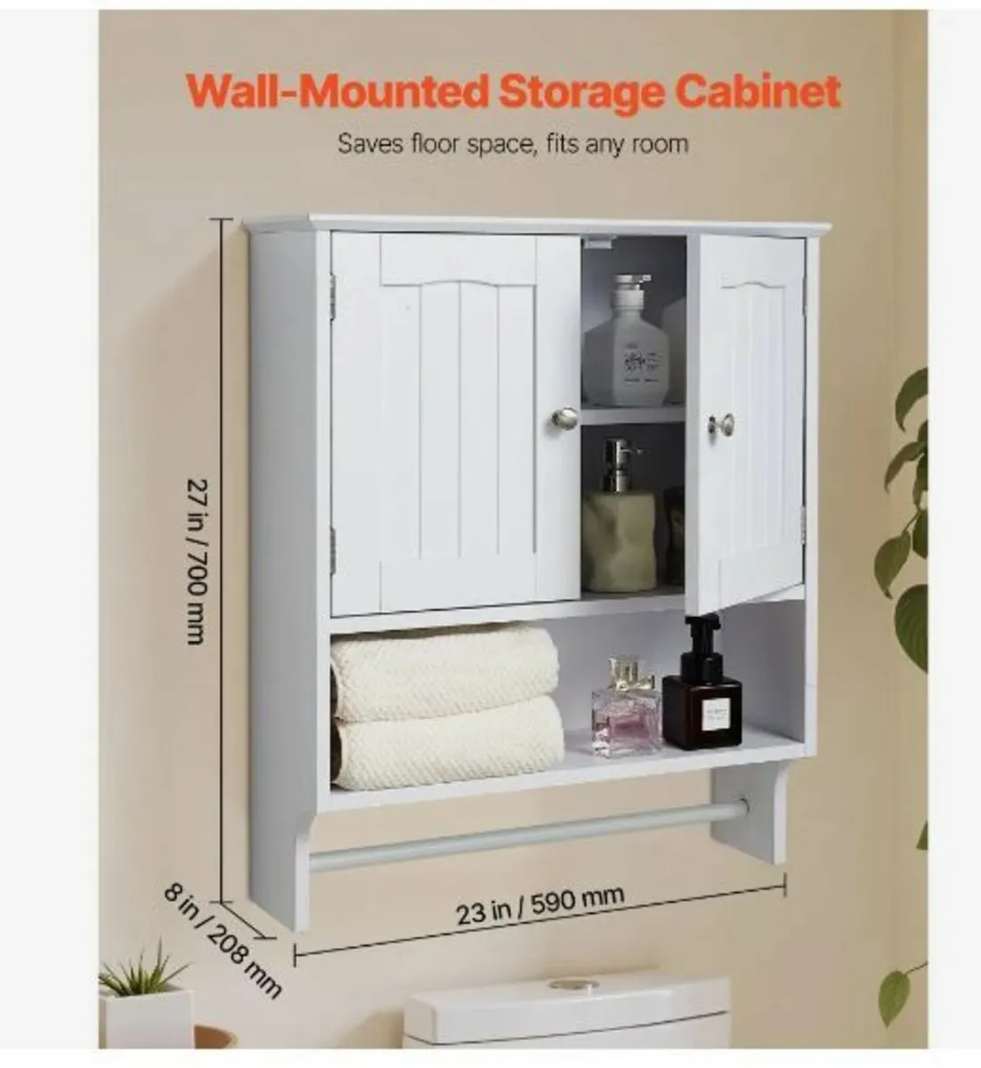 Bathroom Wall Cabinet, 2 Doors - Image 3