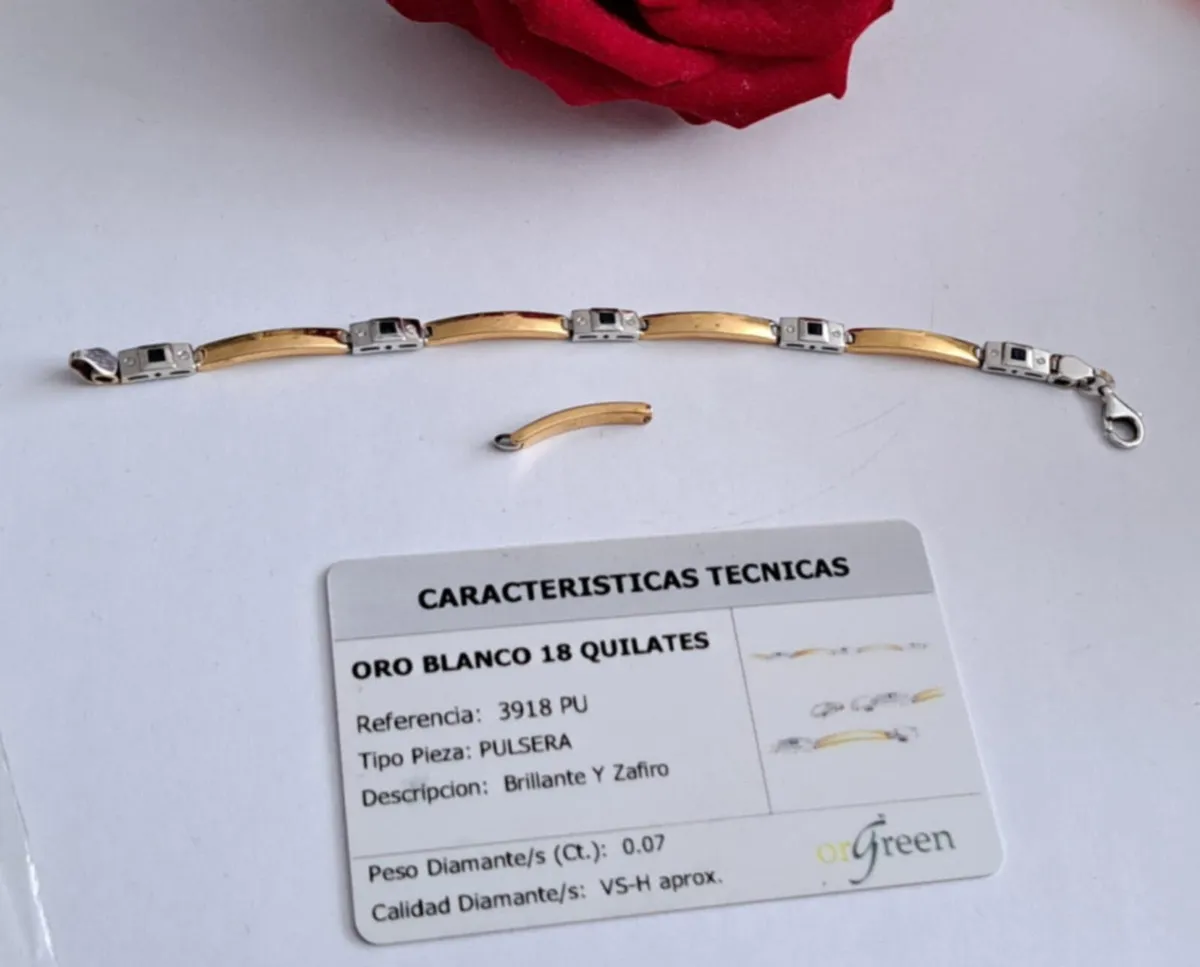 18 ct diamond and sapphire gold bracelet - Image 1