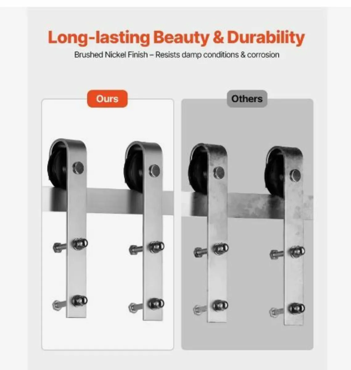 6FT Sliding Barn Door Hardware Kit, 330 LBS Weigh - Image 2
