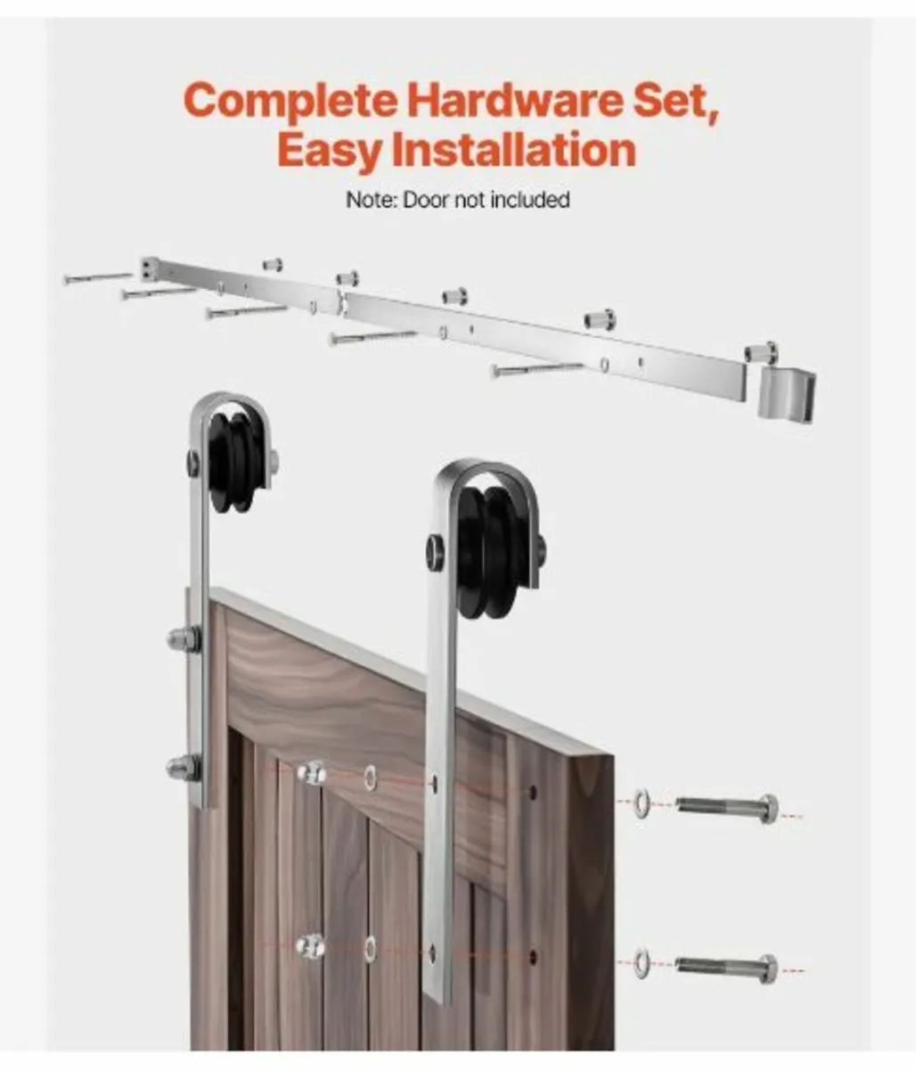 6FT Sliding Barn Door Hardware Kit, 330 LBS Weigh - Image 3