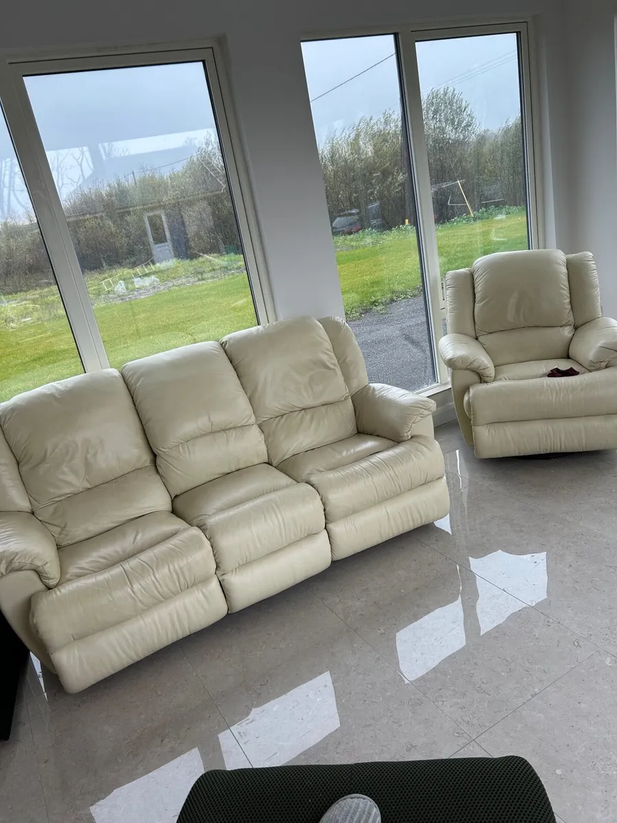 Leather Recliner Sofa and Armchair - Image 1