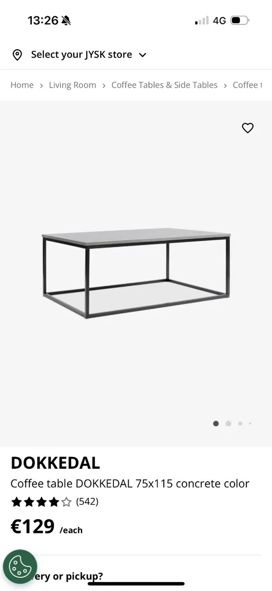 Coffee table Dokkedal 75x115 concrete Color - Image 1