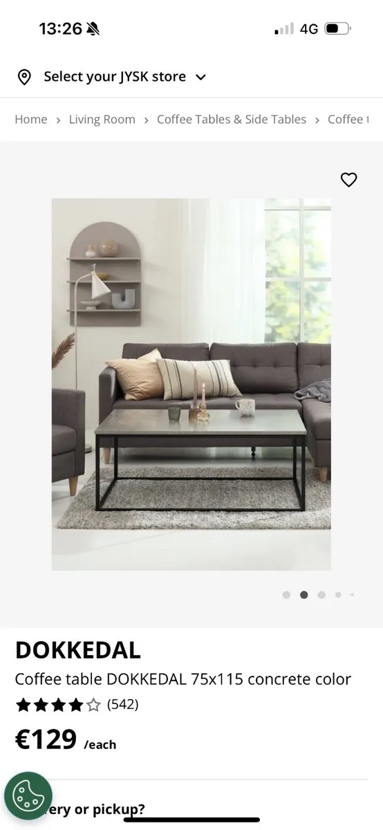 Coffee table Dokkedal 75x115 concrete Color - Image 2