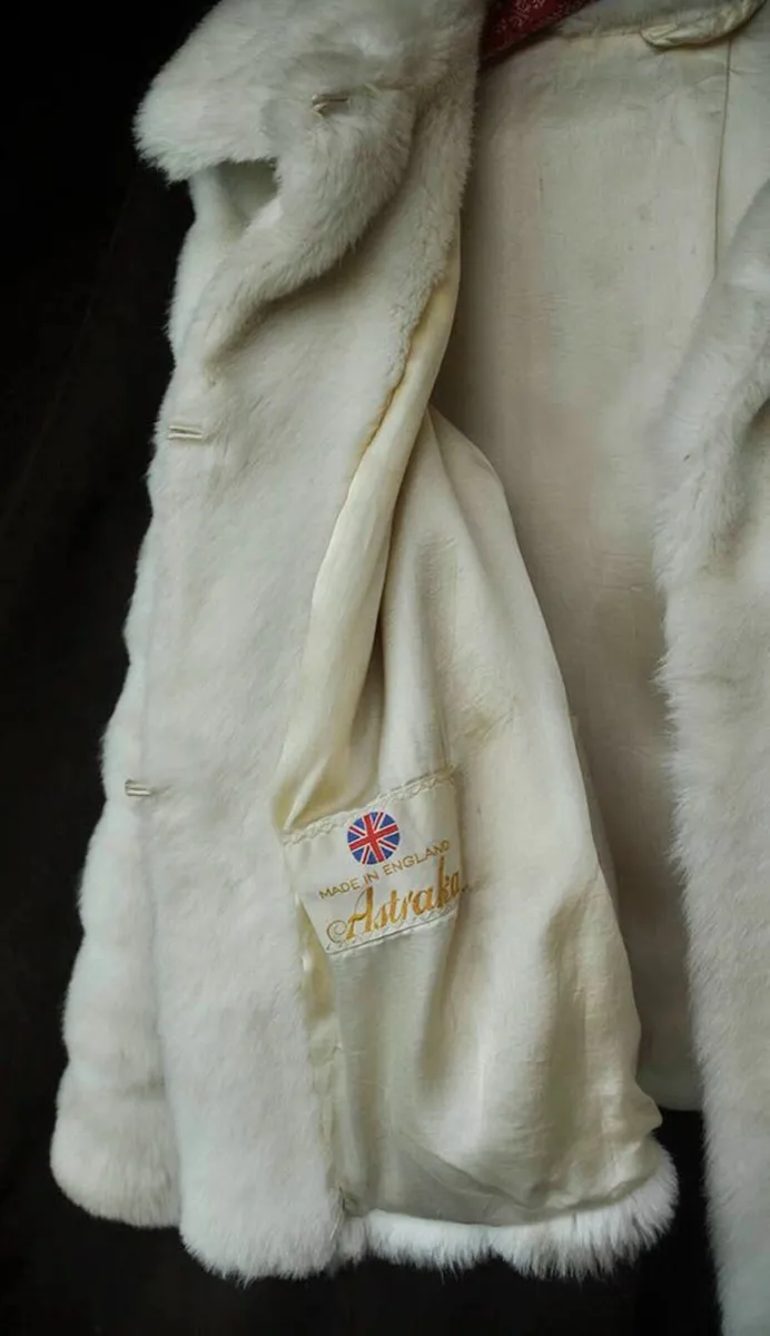 White Faux Fur Jacket Made in England by Astraka - Image 4