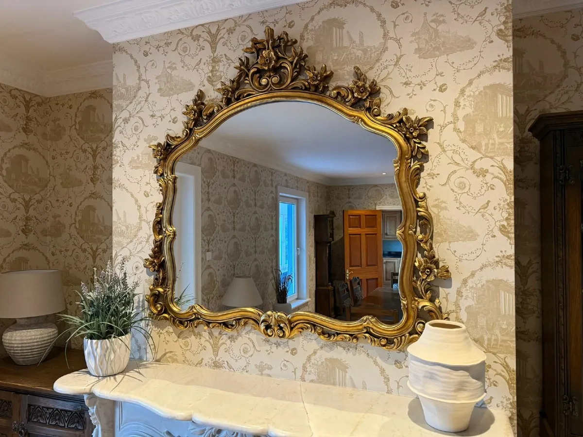 Large Ornate Gold Gilt Wall Mirror - Image 1