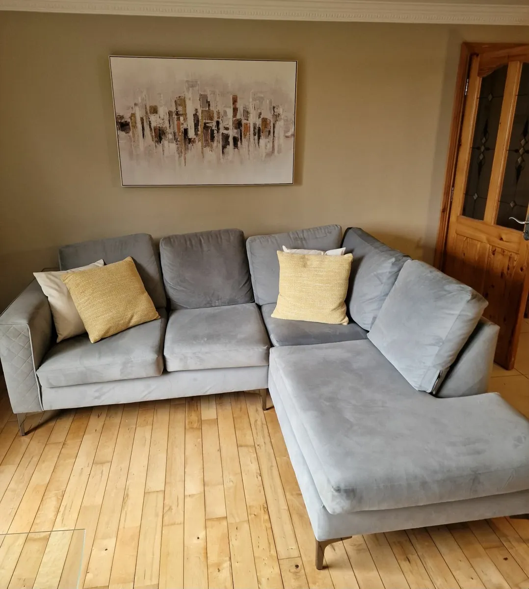 Suede corner sofa + Arm chair - Image 1