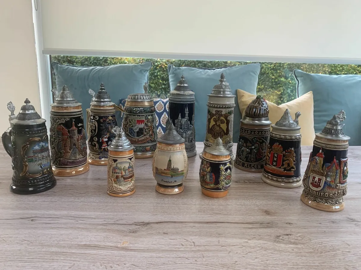 12x Vintage German Beer Steins – Collectors - Image 1