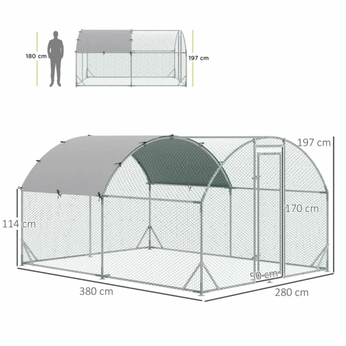 Walk In Chicken Run Galvanised Chicken Coop Hen Po - Image 4