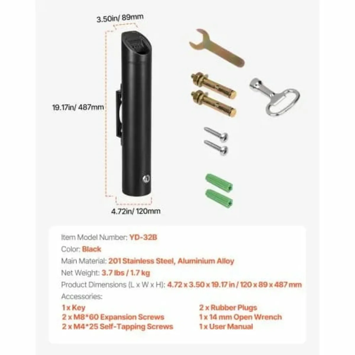 Cigarette Butt Receptacle, Stainless Steel Cylinde - Image 2