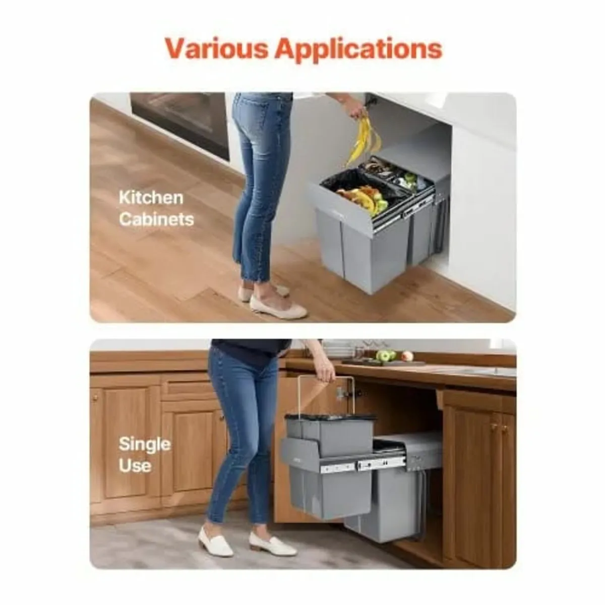 Trash Can for Kitchen Cabinets, 20+10+10L Double U - Image 4