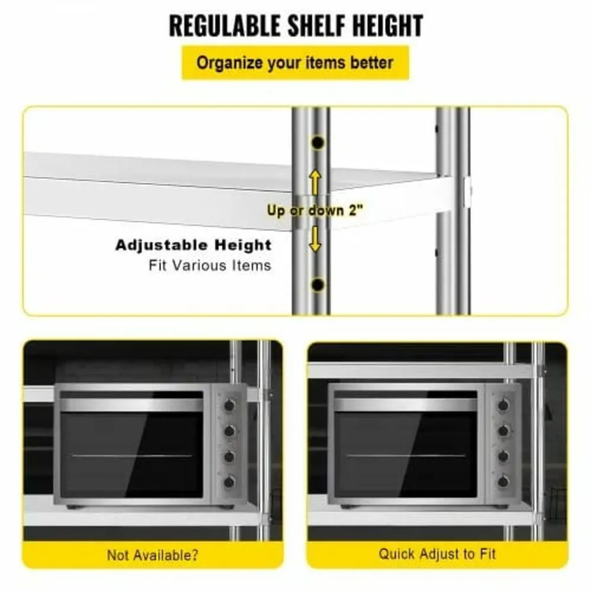 Stainless Steel Shelving, 118.9 x 47 cm 4 Tier Adj - Image 4