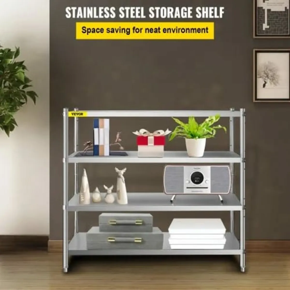 Storage Shelf, 4-Tier Stainless Steel Shelving, St - Image 4