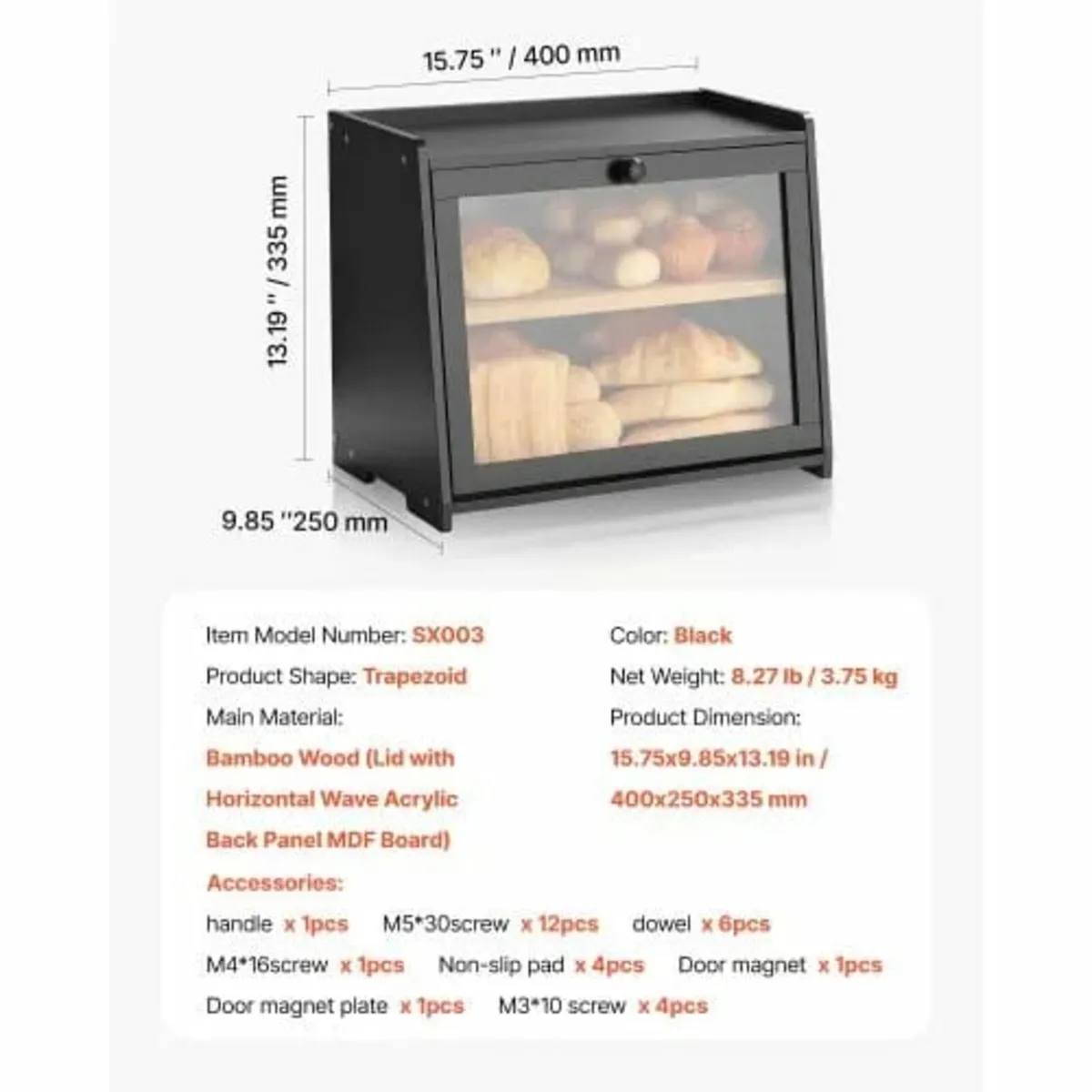 Double Layer Bread Box for Kitchen Counter, Large - Image 3
