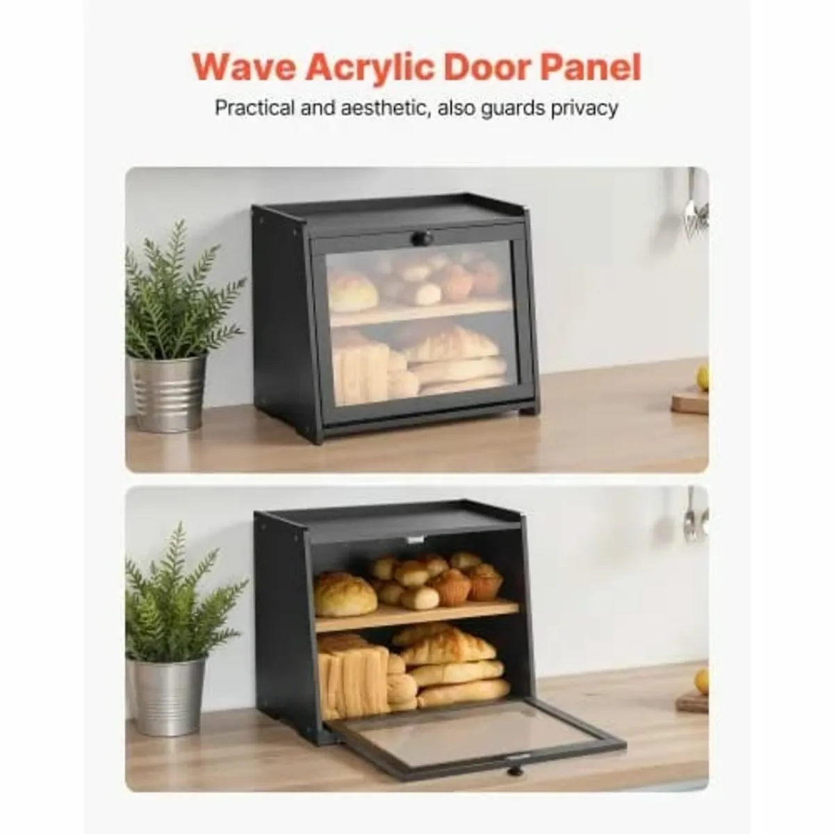 Double Layer Bread Box for Kitchen Counter, Large - Image 4