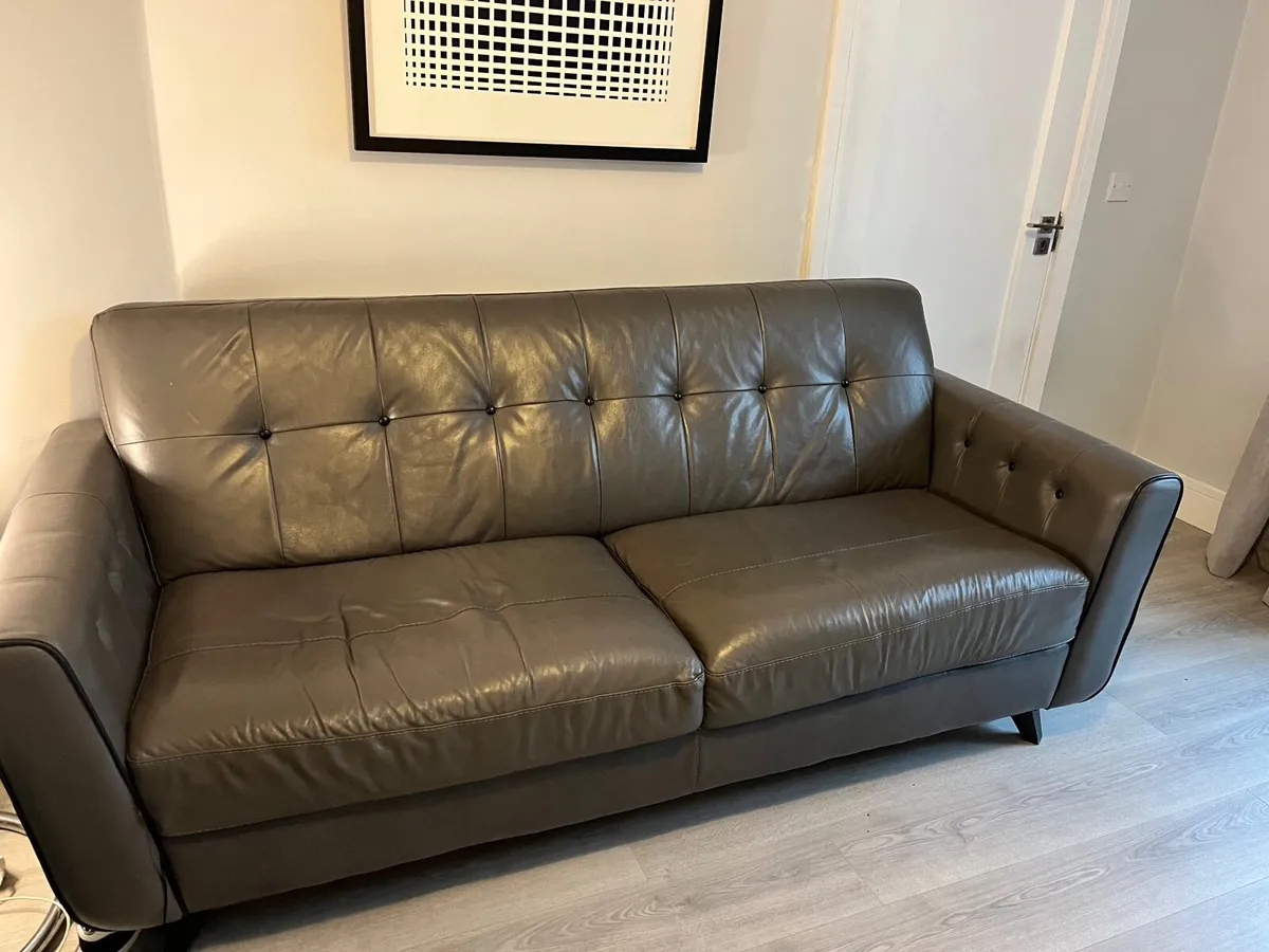 Grey Leather suite of furniture - Image 2