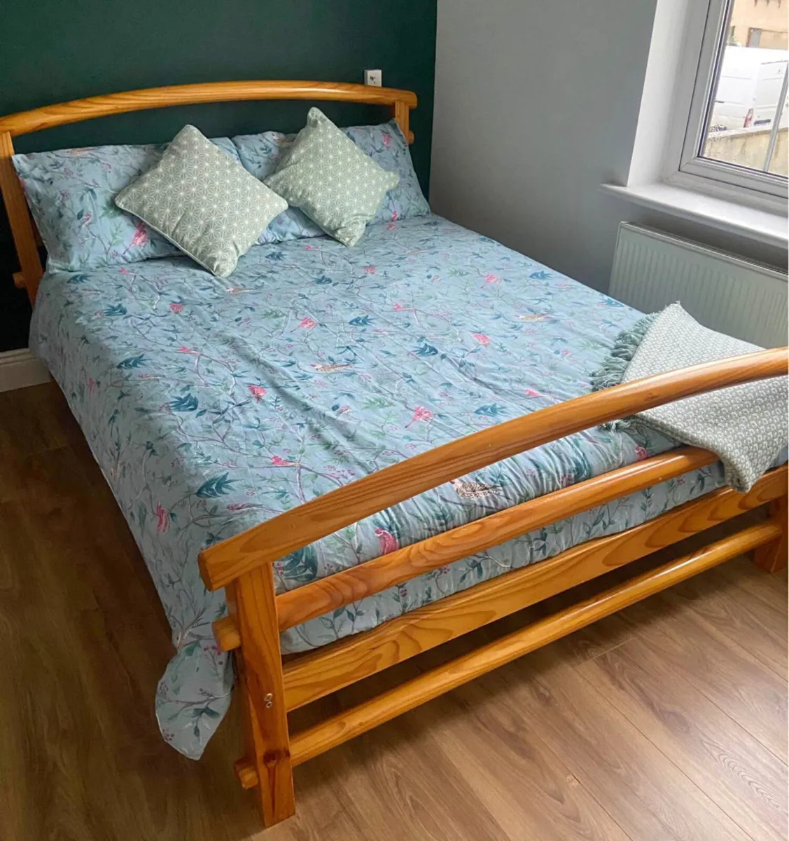 2 x Beautiful Matching Double & Single Wooden Beds - Image 1