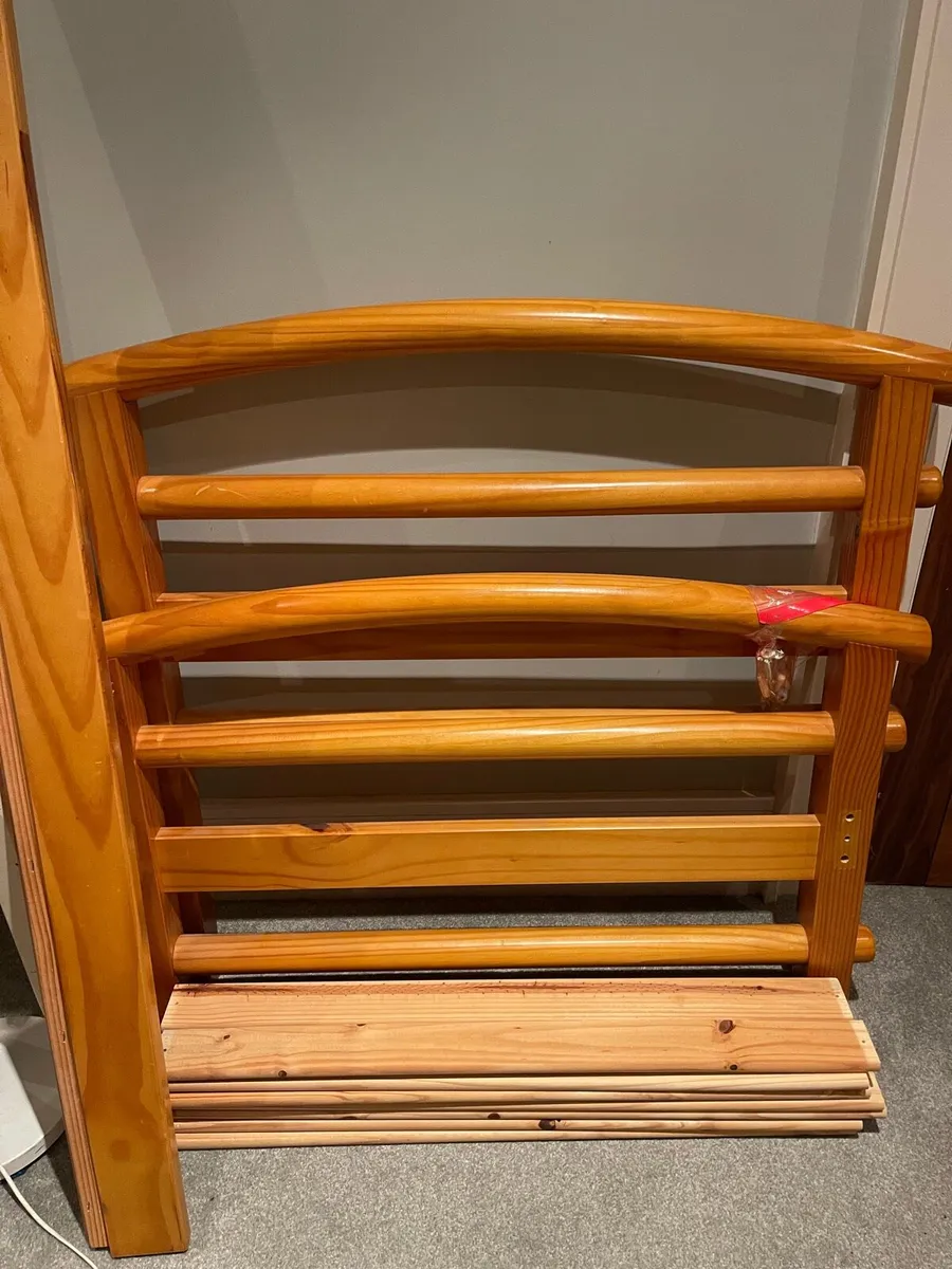 2 x Beautiful Matching Double & Single Wooden Beds - Image 2