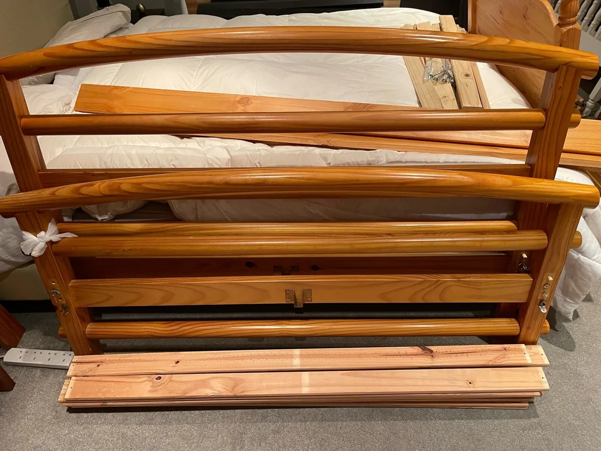 2 x Beautiful Matching Double & Single Wooden Beds - Image 3