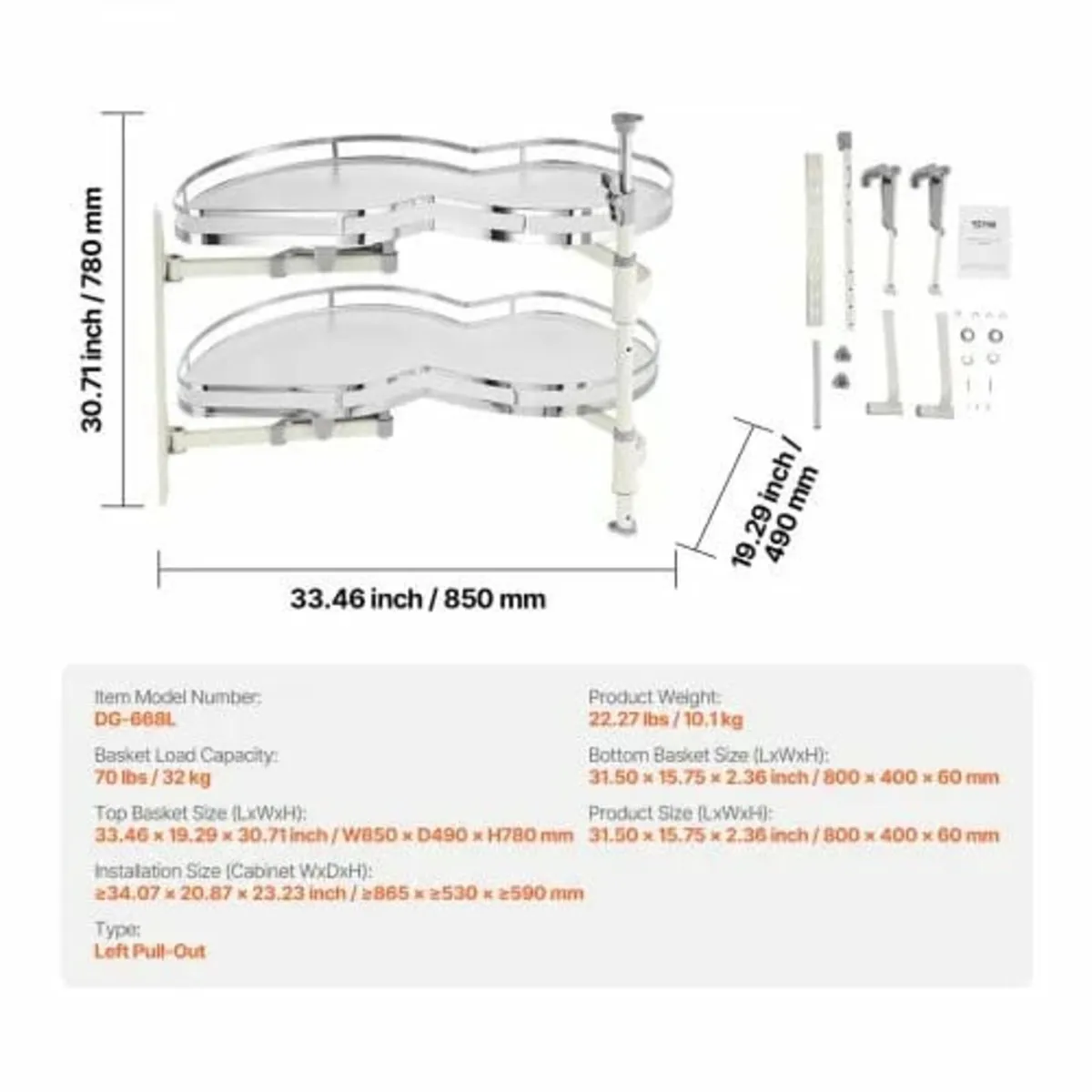 Swing Left Blind Corner Cabinet, Pull Out Organize - Image 2