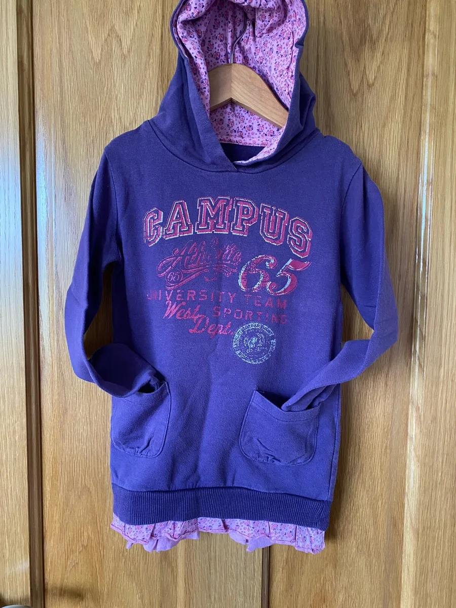 Girl’s Dunnes Stores Purple Campus Long Hoodie - Image 1