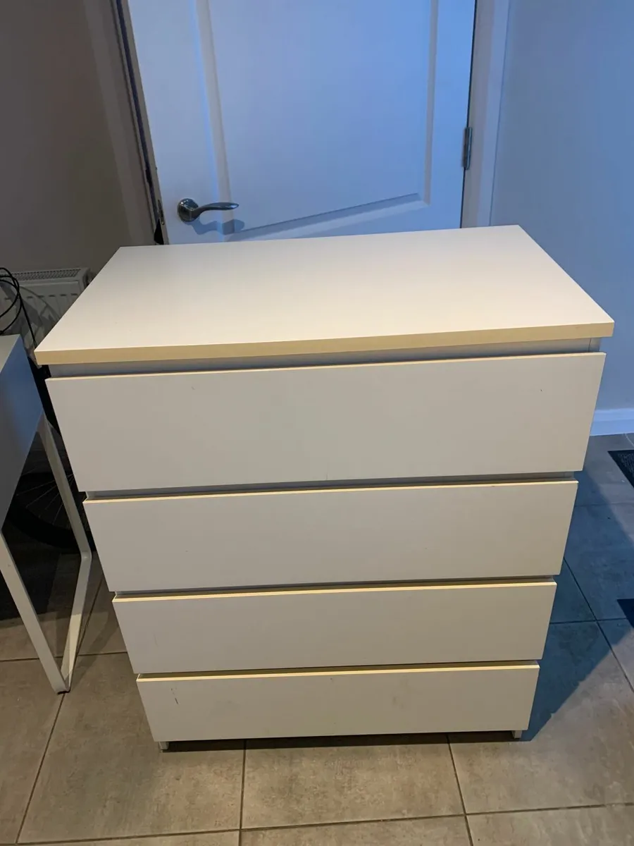 Chest of 4 drawers, white, 80 x 49 x 100 cm - Image 1