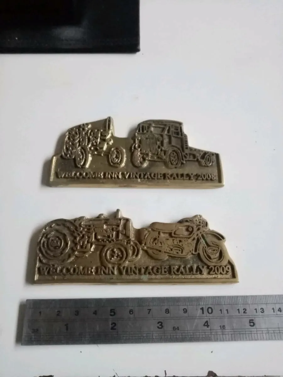 2 X Vintage Brass Rally Plaques - Image 2
