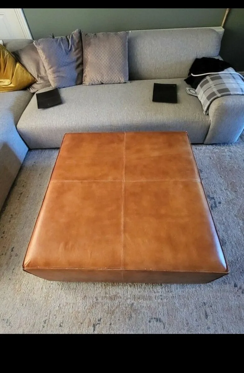 Coffee Table Leather Ottoma - Image 2