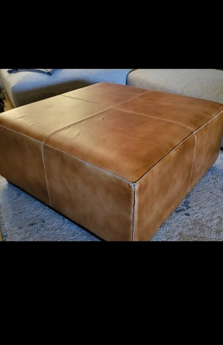 Coffee Table Leather Ottoma - Image 1