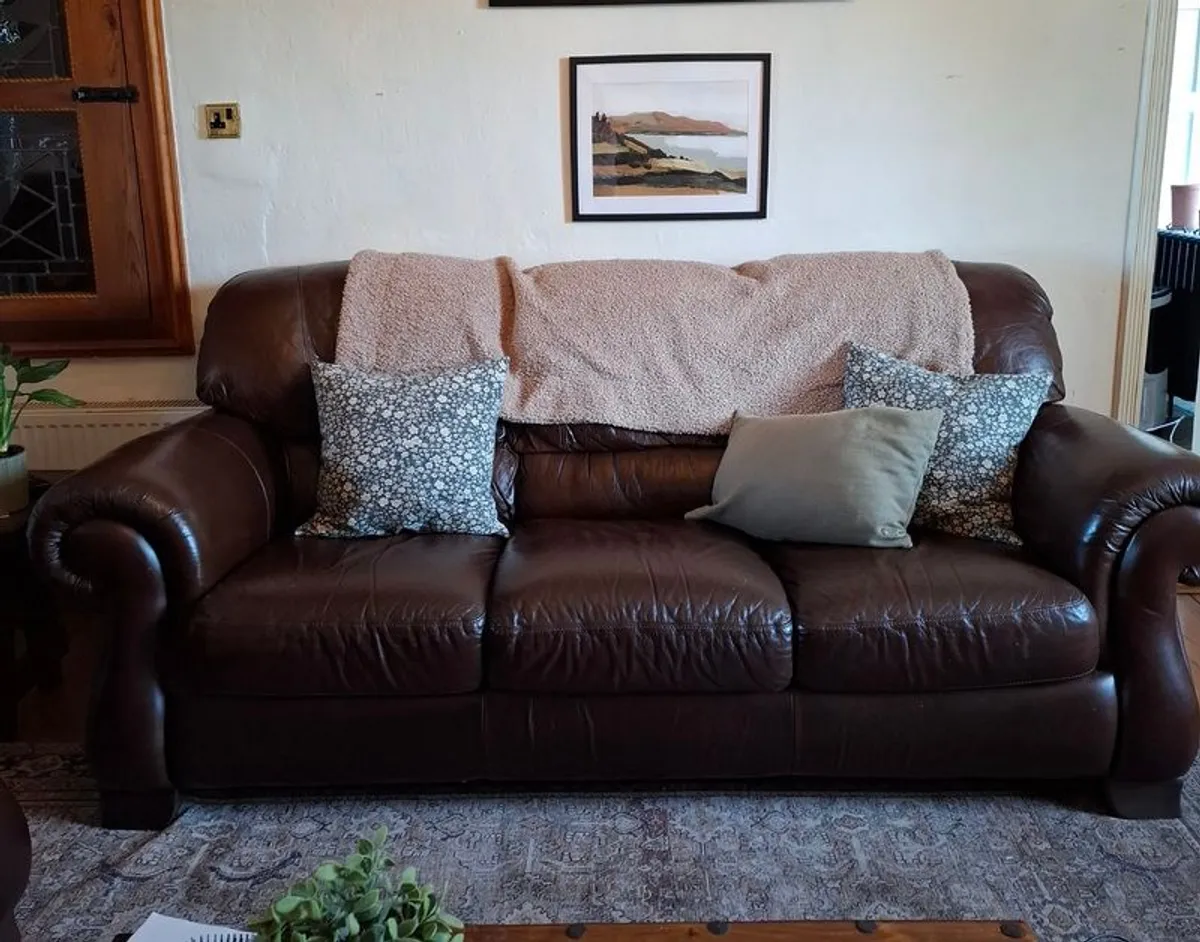 Brown leather sofa - Image 1